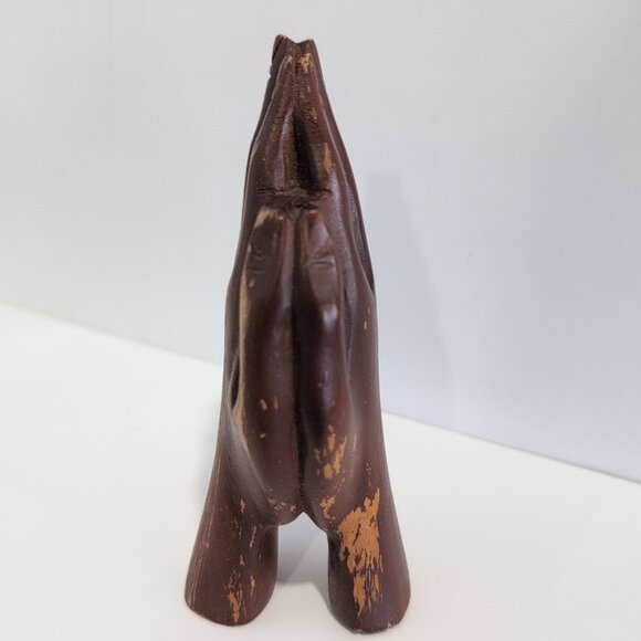 Vintage Rustic Praying Hands Tabletop Decor Figurine 6" Tall - Picture 3 of 5